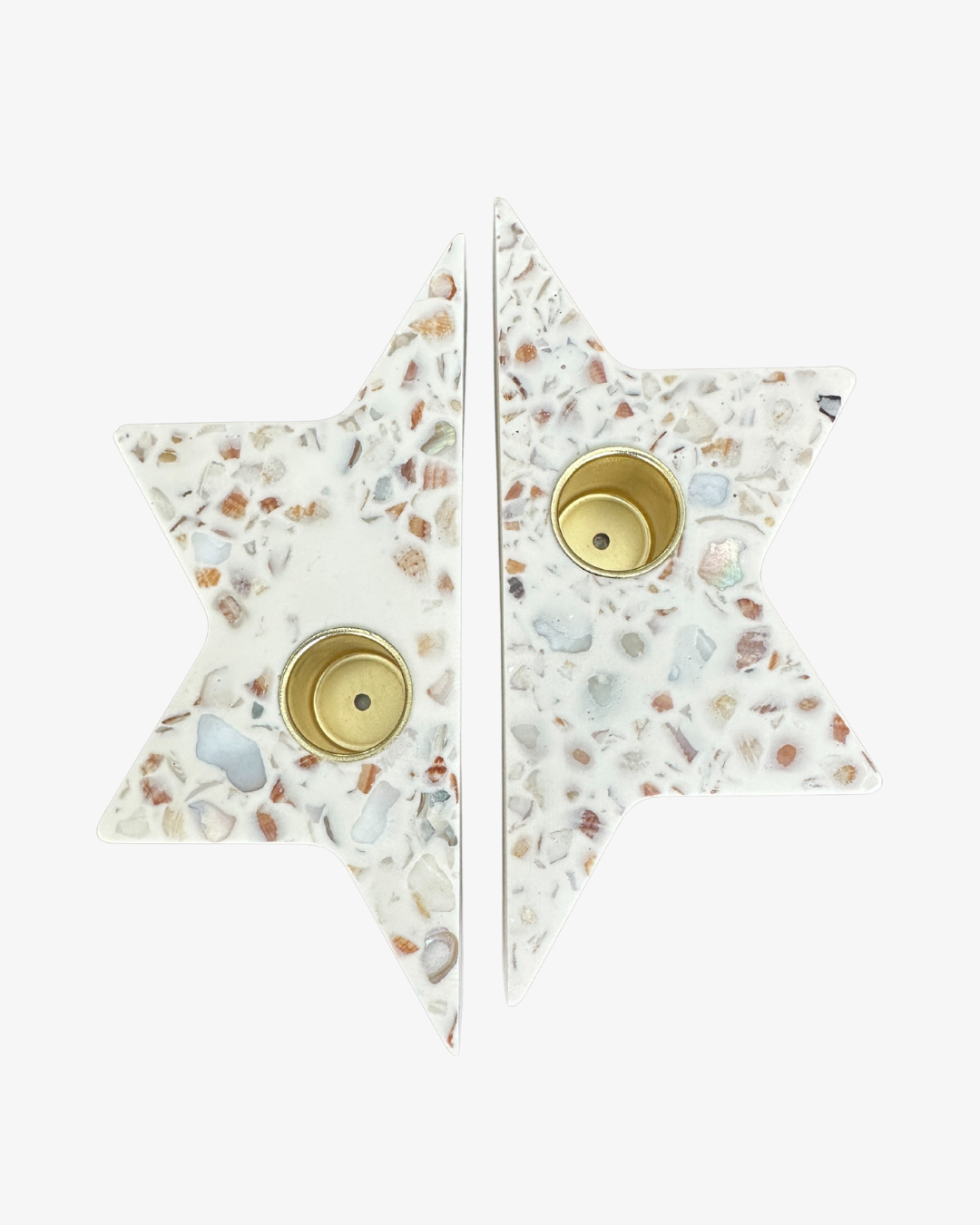 Seashell Terrazzo Magen David Candlestick Holders