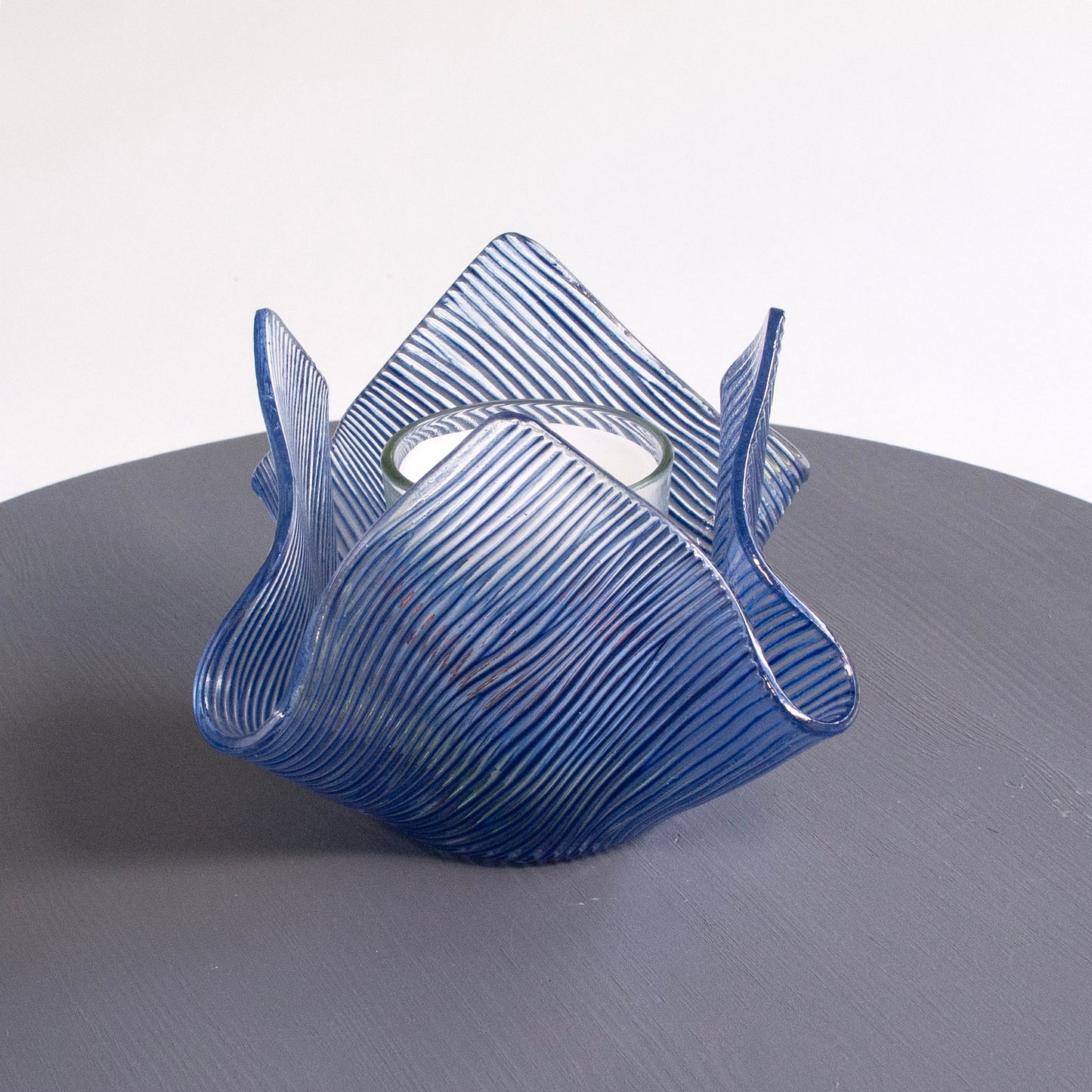 Glass Yahrzeit Candle Holder – Kerchief Style
