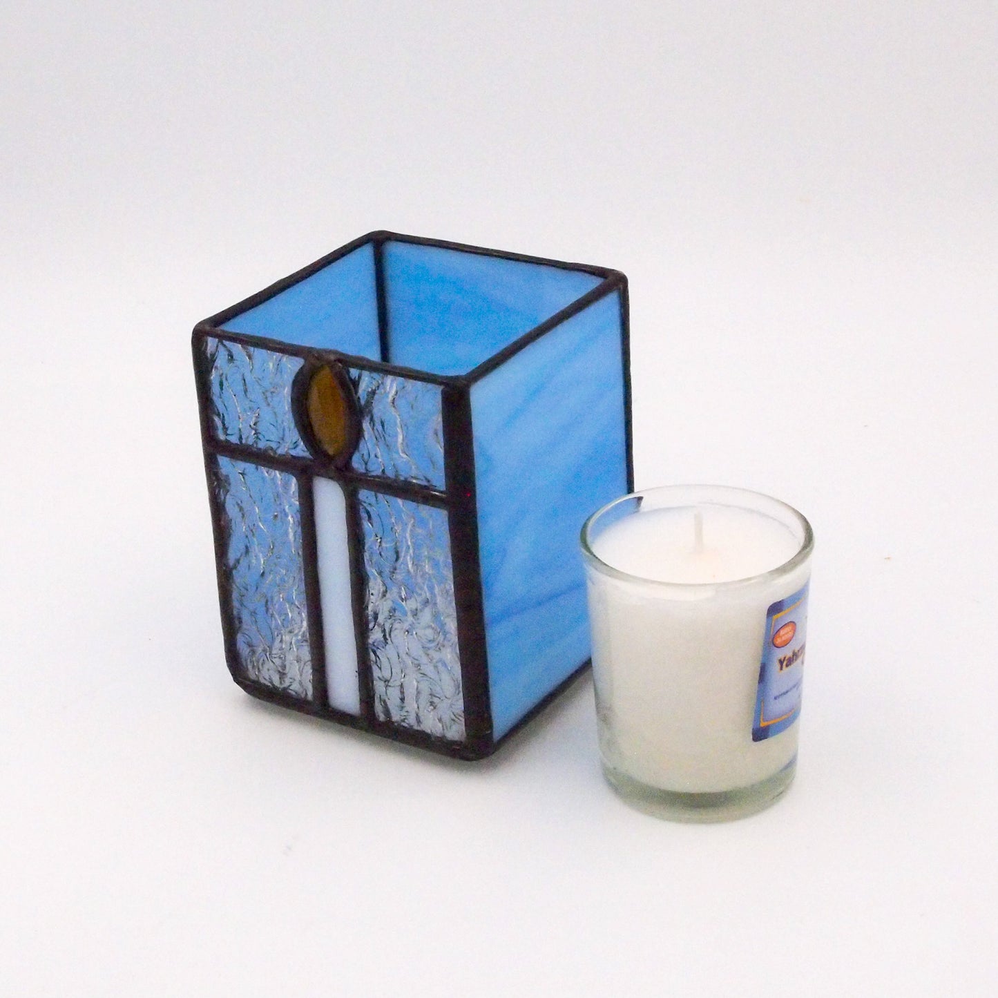 Glass Yahrzeit Candle Holder – Box Style