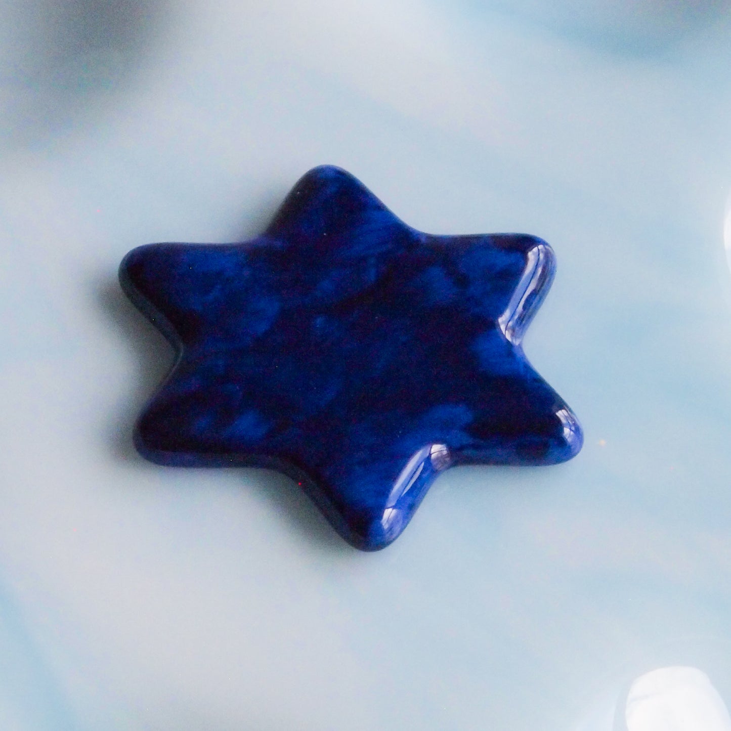 Blue and White Glass Seder Plate