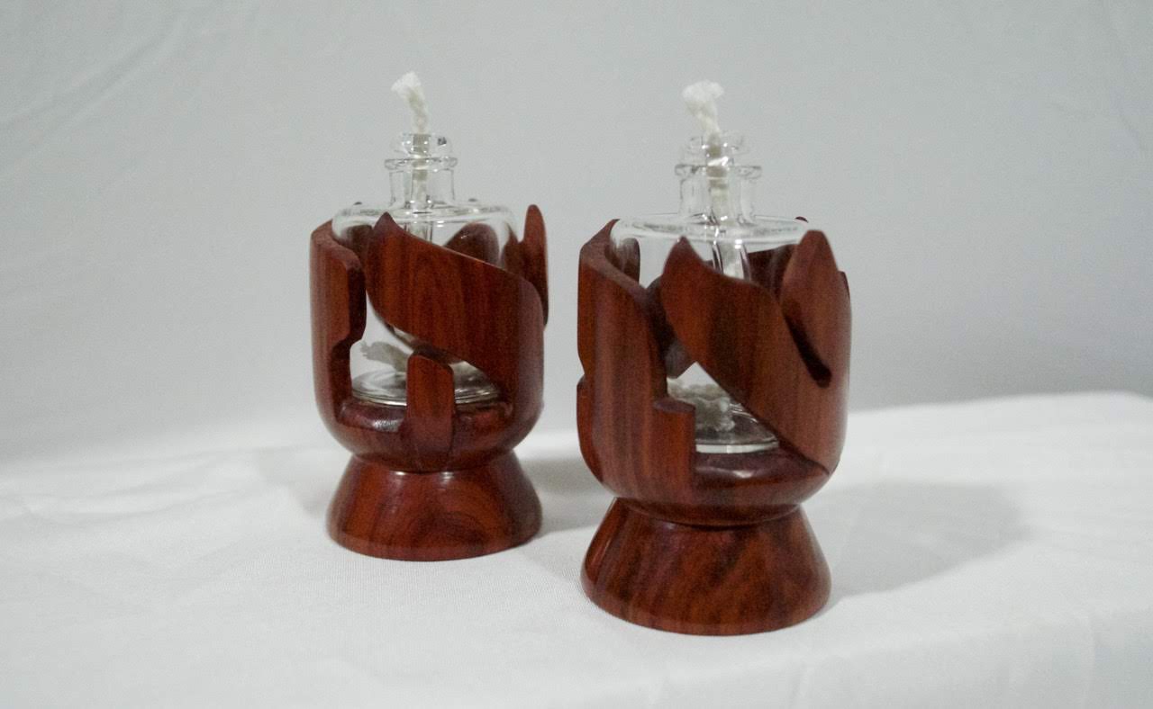 Redheart Wood Shabbat Kodesh Candle Holders