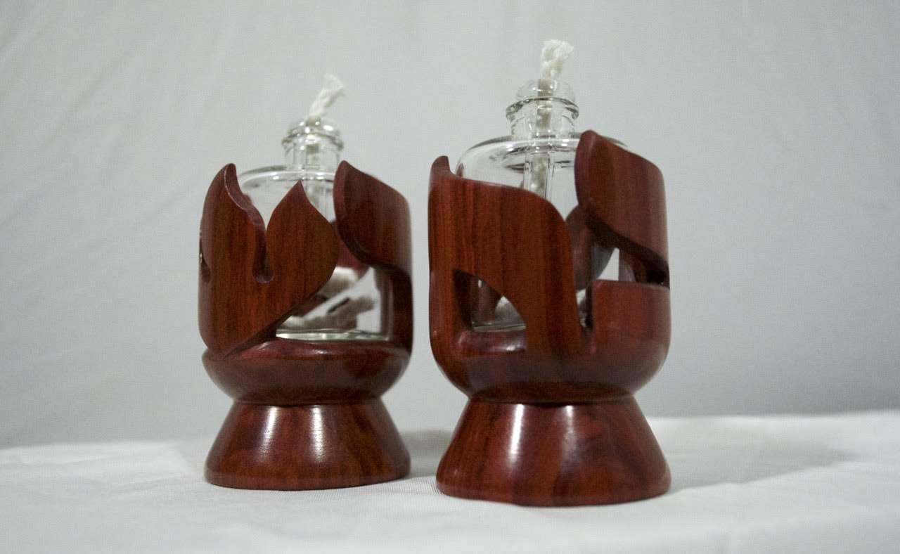 Redheart Wood Shabbat Kodesh Candle Holders