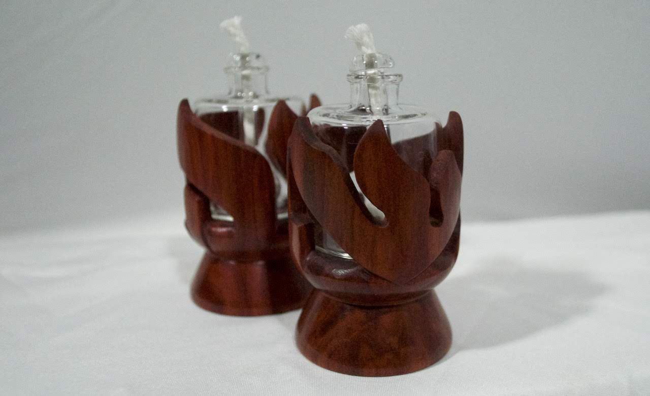 Redheart Wood Shabbat Kodesh Candle Holders